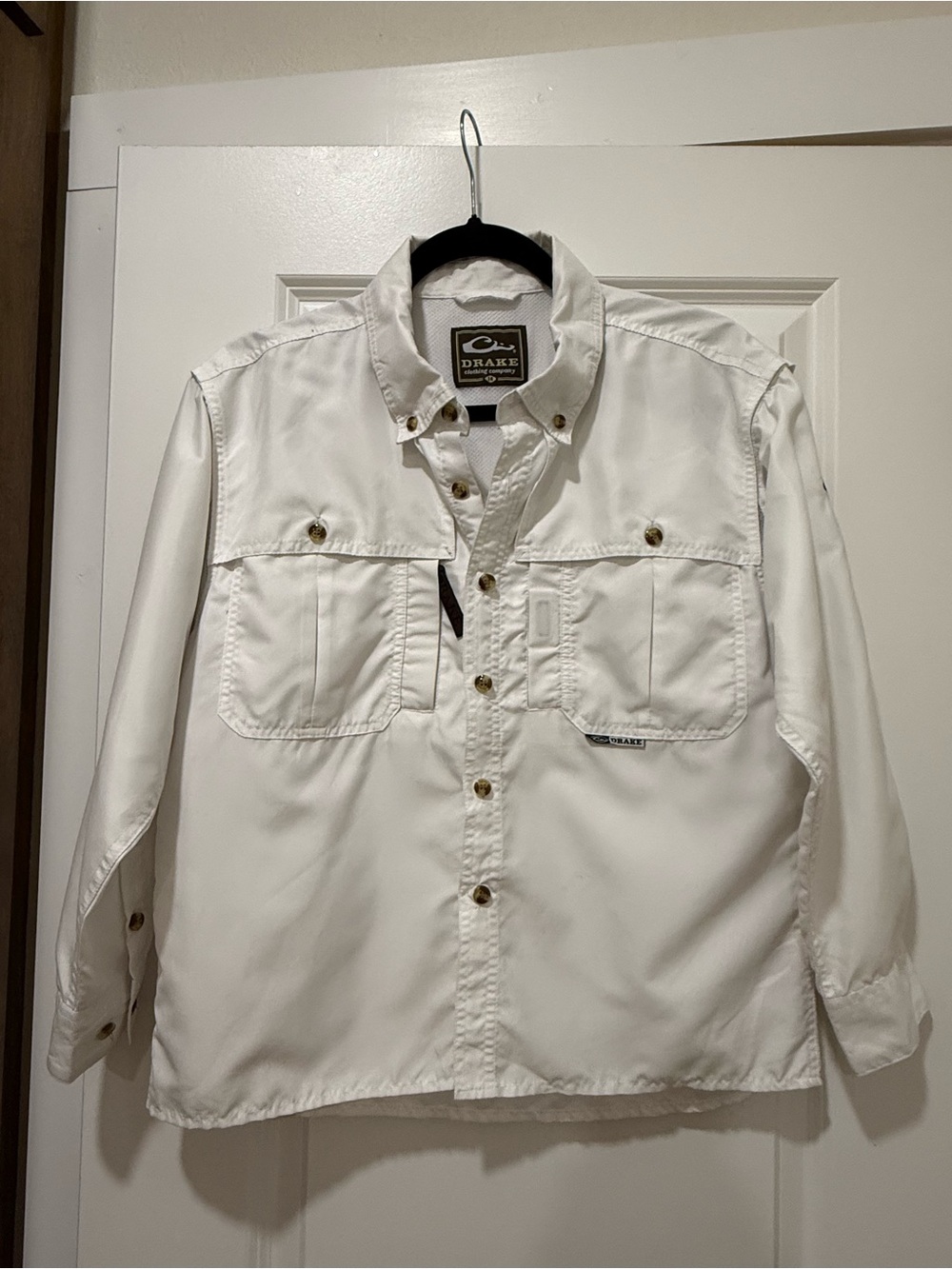 Drake White Long-Sleeve Utility Button-Up Shirt